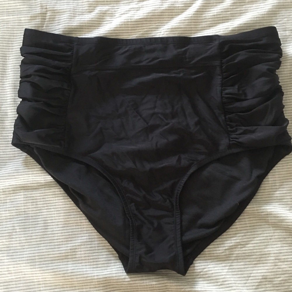High-Waisted Ruched Bikini Bottoms